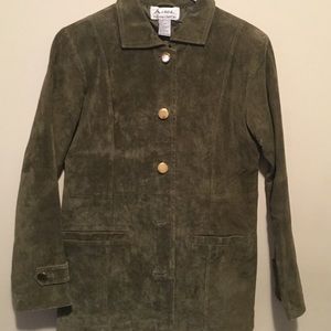 Dark Green Suede Button Up Jacket